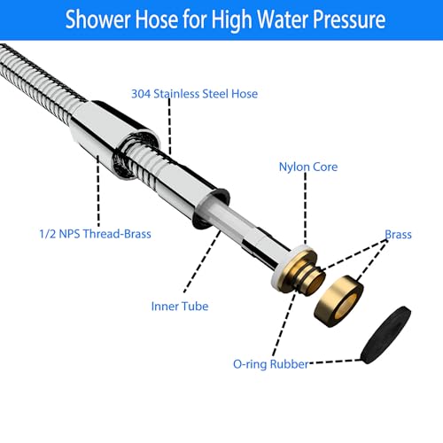 69 Inches Shower Hose,304 Stainless Steel Metal Shower Hose Attachment for Hand Held Shower Head,Shower Hose Extra Long, Brushed Nickle