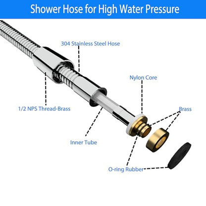 69 Inches Shower Hose,304 Stainless Steel Metal Shower Hose Attachment for Hand Held Shower Head,Shower Hose Extra Long, Brushed Nickle