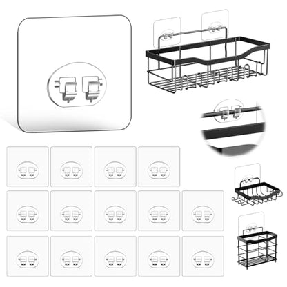 14 Pack Shower Caddy Adhesive Replacement, Waterproof Strong Hooks for Shower Caddy, No Drilling Bathroom Storage Shelves, Soap Holder, and Kitchen Racks (Clear 1 Hooks) - color: Clear 1 hooks -14Pack