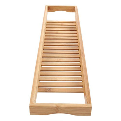 Premium Bamboo Bathtub Tray Caddy - Wood Bath Tray Expandable with Book, Wine Holder Idea for Loved Ones