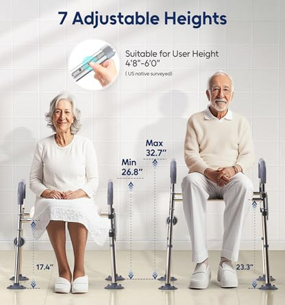 Raised Toilet Seat Risers with Handles for Seniors, White | Adjustable 7 Height & 6 Width, Fits Any Toilet, Heavy-Duty 400lbs Capacity, Soft Padded Seat,For Elderly & Handicap