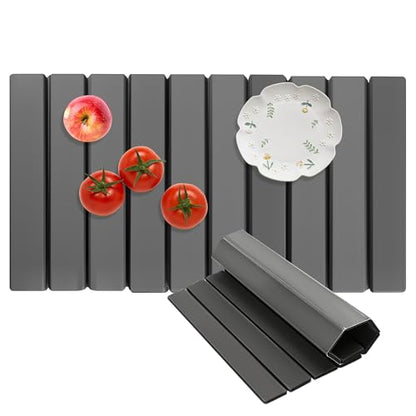 Stone Drying Mat For Kitchen Counter 24"x16" Foldable Super Absorbent Non-Slip Diatomaceous Earth Quick Dry Mat Matches Any Countertop Base for Dishes Cups Utensils Foldable Design Fast