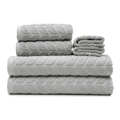BAGNO MILANO Turkish Cotton Bath Towels, Hand Towels - Soft Plush Jacquard Collection - Highly Absorbent Towel Set (Light Grey, 6 pcs Towel Set) - color: Light Grey, size: 6 pcs Towel Set