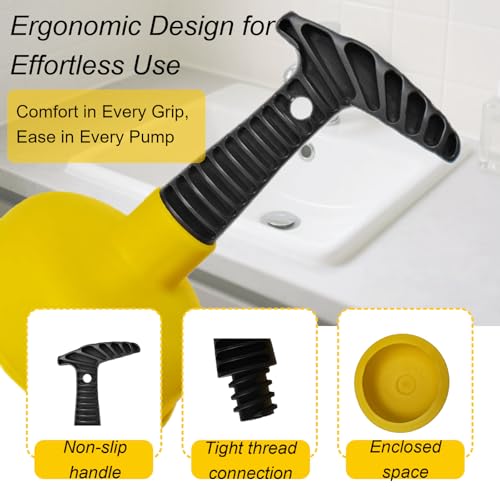 Mini Sink Plunger with Short Handle, Drain Clog Remover Plungers for Bathroom Kitchen Toilet Shower Tub, Powerful Suction, Compact Design, Yellow