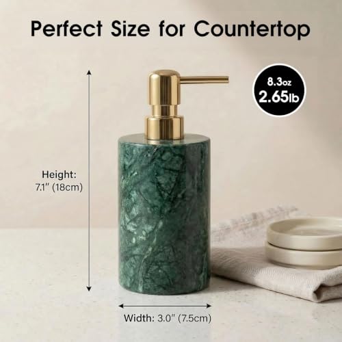Marble Soap Dispenser, Hand Soap Dispenser for Bathroom Kitchen Countertop - Lotion and Liquid Soap Dispenser (1, Green) - color: Green