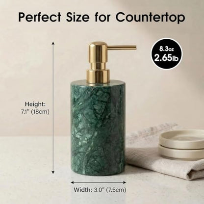 Marble Soap Dispenser, Hand Soap Dispenser for Bathroom Kitchen Countertop - Lotion and Liquid Soap Dispenser (1, Green) - color: Green