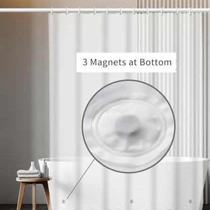 lastic Shower Liner Waterproof, Premium PEVA Shower Curtain Liner, Waterproof Cute Lightweight Standard Size Shower Curtains for Bathroom