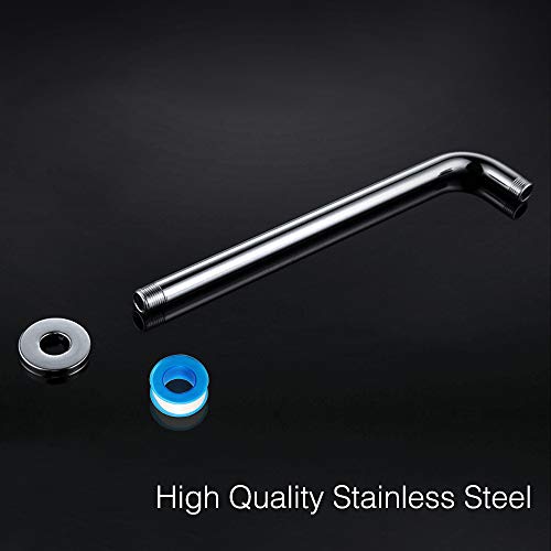 NearMoon Shower Arm, Extra Extension Arm with Flange, Stainless Steel Wall-Mounted Showerhead Extender Pipe (15 Inch, Chrome Finish) - color: Chrome Finish, style: 15 Inch