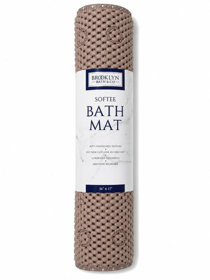 Home Expressions Deluxe Bathtub Mat Non Slip, Soft Foam Bath Mats for Bathroom Tub, Bathtub Mat with Drain Holes, Suction Cups- 36” X 17” (Taupe) - color: Taupe