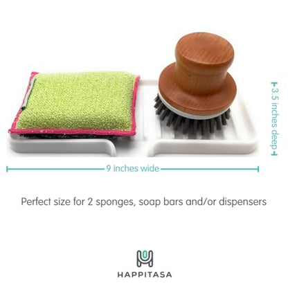 Silicone Soap Dish Tray and Sponge Holder with Drain Chute, Rectangular, Kitchen and Bathroom Sink Organizer (Dark Chocolate, 9"x3.5") - color: Dark Chocolate, size: (MD) 9"x3.5"