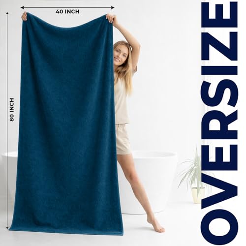 DAN RIVER Pack of 1 Oversized Bath Sheet, 40 x 80 Inches, Blue Opal | 100% Cotton Jumbo Bath Towel with Extra Large Coverage, Lightweight Feel, Super Soft & Quick Dry - color: Blue Opal, size: 40x80" Oversized Bath Sheet