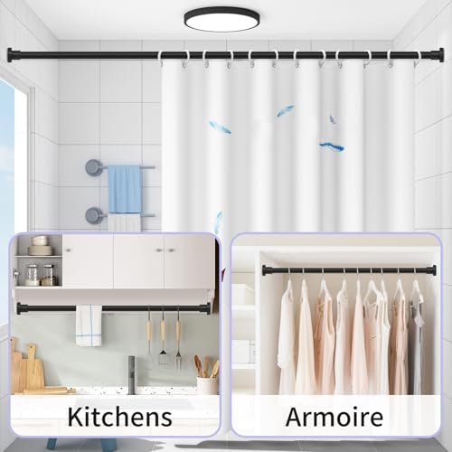 Shower Curtain Rod Spring Tension:2Pack Black Shower Rods for Bathroom 33 to 72 Inch,1 Inch Modern Heavy Duty Adjustable Tension Shower Curtain Rod No Drilling No-Slip Easy Install,Matte Black - color: Black, size: 【33''-72''】2 Pack