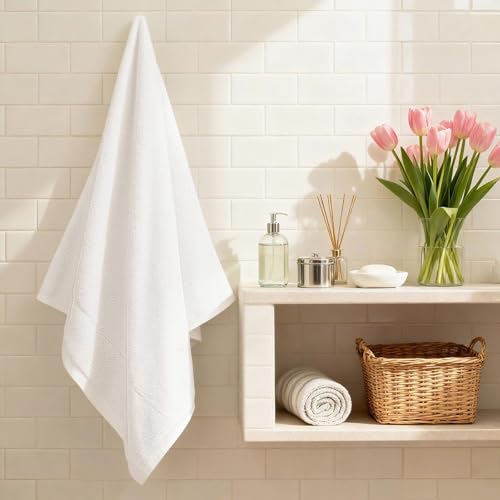 COZYART Bath Towel Set 6 PCS, Luxury White 100% Turkish Cotton 650GSM | Soft Absorbent Quick Dry, OEKO‑Tex 100 Cert. Zero Twist Ring Spun Cotton, Plush Fluffy, Breathable Hotel Quality Towels Set - color: White