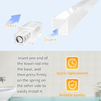 24-Inch Clear Bathroom Towel Bar Replacement Rod Spring End Wall-Mounted Replacement for Bathroom & Kitchen Towel Storage - color: Transparent-1