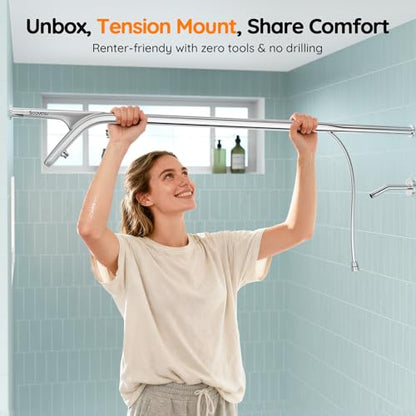 Dual Shower Head System- Double Showerheads for Couples - Chrome | Two People 2 Person Gifts for Women Men - Thicker 304 Stainless Steel, High Pressure, Adjustable, Bathroom Upgrade, SPA-Like - color: Chrome