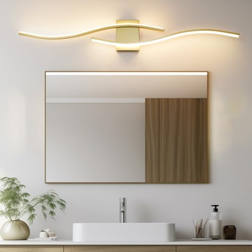 Modern Gold Bathroom Light Fixtures, LED Vanity Light with Remote Control, Bathroom Vanity Light Fixture Over Mirror, Wall Lights for Bedroom, 40.5 inch Wall Sconce Lighting for Home, Living Room - color: Gold