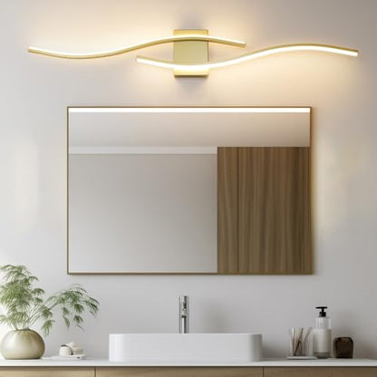Modern Gold Bathroom Light Fixtures, LED Vanity Light with Remote Control, Bathroom Vanity Light Fixture Over Mirror, Wall Lights for Bedroom, 40.5 inch Wall Sconce Lighting for Home, Living Room - color: Gold