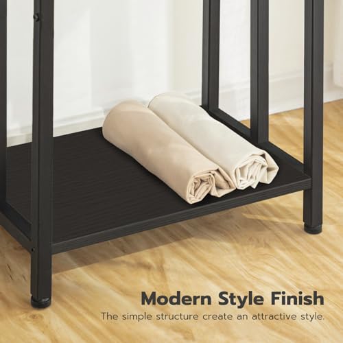 HOOBRO Free Standing Towel Rack, 3 Tier Blanket Rack, Blanket Holder for Bathroom, 16.9" L x 11" W x 31.9" H, Industrial Metal Drying and Display Rack with Shelf, Black BB03LB01 - color: Black + Black, size: 16.9"L x 11"W x 31.9"H
