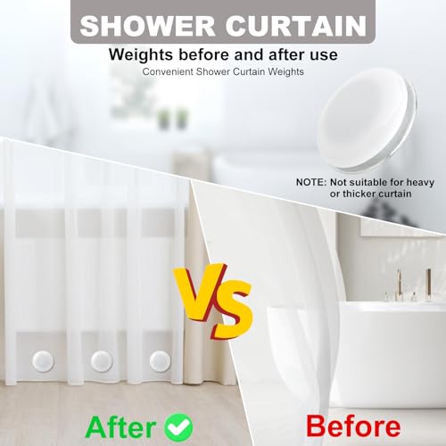 12 PCS Shower Curtain Weights Magnetic Curtain Magnets | Heavy Duty Shower Curtain Weights Help Keep Curtain Liners in Place, Also Suitable for Drapery, Flags and Tablecloths