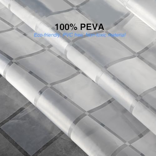 WELTRXE EVA Shower Curtain Liner 72x72 Inch 8G Heavy Duty Clear Shower Liner with Design, Plastic Shower Curtains for Bathroom Bathtub, Shower Stall, 3D Frosted Square Pattern, 3 Magnets - color: Clear - Mosaic, size: 72"W x 72"L (Pack of 1)