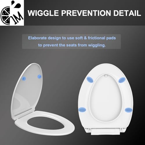 1M Family Toilet Seat, Patented Slow Close & Quick Releasing Technology, Anti-Wiggling, Easy to Install and Clean, Standard Elongated with Adult Seat Only (2 Pieces) - style: Elongated with Adult Seat Only