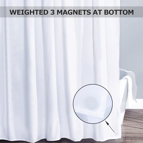 White Fabric Shower Curtain,Hotel Quality Shower Curtain Liner,Heavy Duty Cloth 12 G,Water Repellent Shower Liner,Machine Washable 72 x 72 Inches - size: 72"W x 72"L (Pack of 1)
