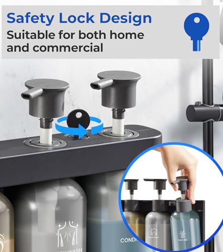 Shampoo and Conditioner Dispenser Shower Soap Dispenser 3 Chamber No Drill Shampoo Dispense for Shower Wall Mounted Shower Shampoo Dispenser 3 Chamber for Bathroom Hotel 3 * 13.37 fl.oz Black - color: Black-3