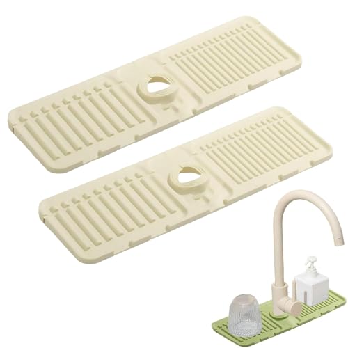 Faucet Guard & Draining Mat, Foldable Self-Draining Faucet Splash Guard Mat, Slope Design Kitchen Sink Splashguard for Home Bathroom Drying Glasses Around (2White) - color: 2White