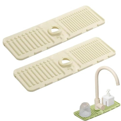 Faucet Guard & Draining Mat, Foldable Self-Draining Faucet Splash Guard Mat, Slope Design Kitchen Sink Splashguard for Home Bathroom Drying Glasses Around (2White) - color: 2White