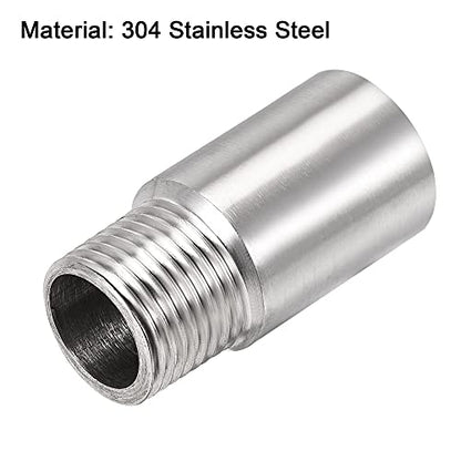 uxcell Shower Head Extension Arm Stainless Steel 1/2PT Male to 1/2PT Female Thread 50mm Length Cast Pipe Fitting Coupler 2Pcs - size: 50mm