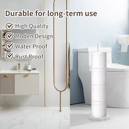 Acrylic Freestanding Toilet Paper Roll Holder, Clear, Modern Style, 20x6 Inches