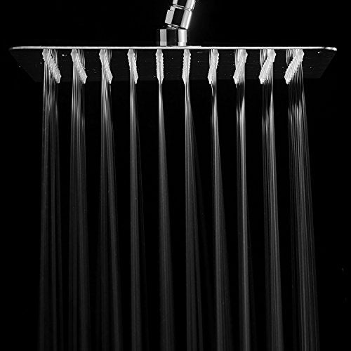 HotelSpa Giant 10" Stainless Steel Rainfall Square Showerhead with Solid Brass Adjustable Extension Arm - color: Chrome