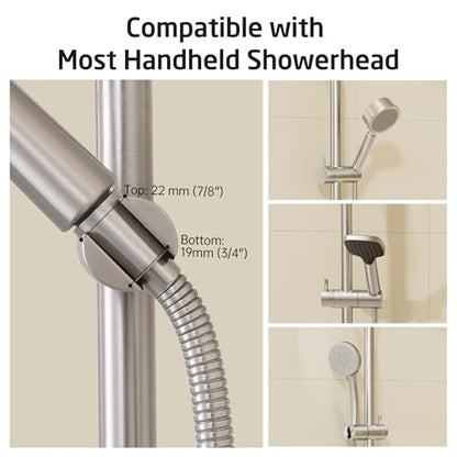 KES No Drill 30-Inch Shower Slide Bar with Adjustable Handheld Shower Head Holder, Self Adhesive, Universal Fit, SUS304 Brushed Stainless Steel Drill-Free for Bathroom, F209S78DF-BS - color: Brushed Finish, style: 30.7-Inch+Self-adhesive Mounted