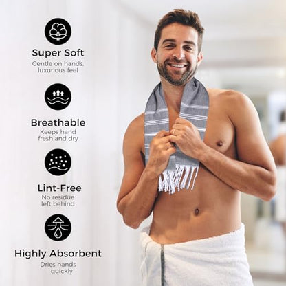 cabanana Hand Towels for Bathroom - 2-Pack 20x30 Inch-100% Cotton,Turkish Bathroom Hand Towels,Super Absorbent & Quick-Dry Soft for Bath, Kitchen, Spa, Face, Hair, Dishcloth (Black) - color: Black 20x30