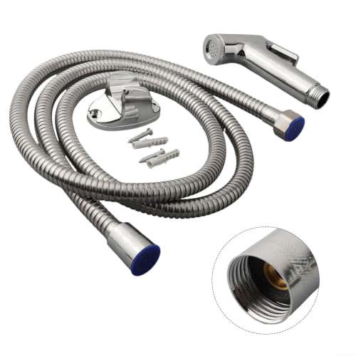 Handheld Bidet Sprayer Set, Chrome Toilet Douche Spray | with 1.5m Stainless Steel Hose and Wall Holder for Bathroom Cleaning and Pet Washing