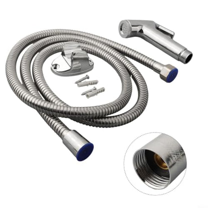 Handheld Bidet Sprayer Set, Chrome Toilet Douche Spray | with 1.5m Stainless Steel Hose and Wall Holder for Bathroom Cleaning and Pet Washing