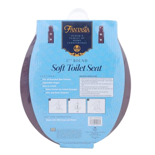 PowerSellerUSA Vinyl Round Soft Toilet Seat, Adjustable Hinges Toilet Seats with Non Slip Grip Tight Bumpers, Standard Heavy Duty Plastic Bathroom Toilet Seat Close Lid Set, Burgundy - color: Burgundy - Vinyl, size: 17" Standard