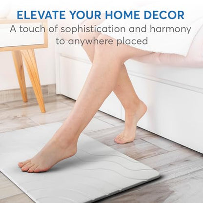 Stone Bath Mat Quick Drying Diatomaceous Earth Bath Mat Non Slip Shower Mat Super Absorbent Stone Bath Mats for Bathroom, Floor, Kitchen Counter, Easy to Clean (23.6” X 15.3”, White) - color: White