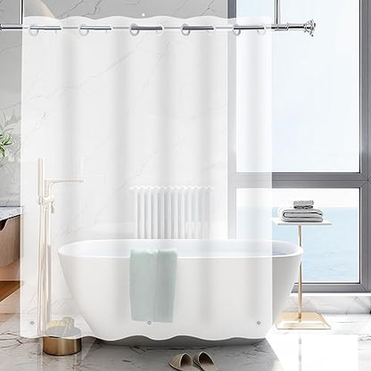 No Hook Needed Extra Long 72x96 Frosted Shower Curtain Liner, PEVA | Frosted Hookless PEVA Plastic Vinyl Waterproof Heavy Duty Bathroom Curtain Liner 72x96 Inches with bottom Magents - color: Frosted, size: 72"W x 96"L (Pack of 1)