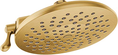 Moen Velocity Eco-Performance Brushed Gold Two-Function Rainshower 8-Inch Shower Head with Immersion Technology, S6320EPBG - color: Brushed Gold, style: Eco-Performance