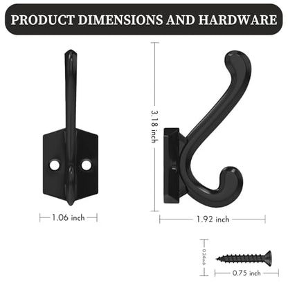 CBWLWJ 16 Pack Heavy Duty Metal Wall Hooks for Hanging, Wall Mounted Coat Hooks for Living Room, Bathroom, Kitchen – Hang Coat, Bag, Scarf, Towel, Hat, Key, Cup (Black) - color: Black