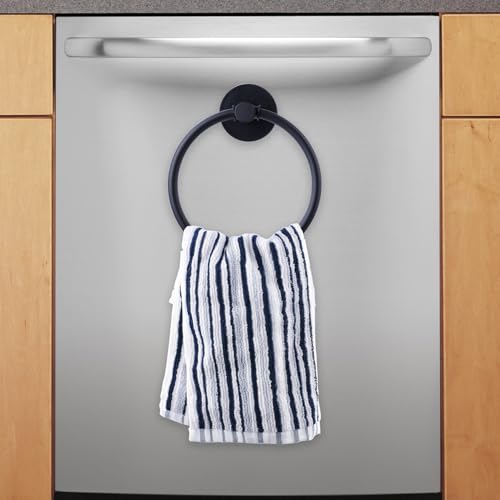 Magnetic Towel Ring Holder Hand Towel Rack for Kitchen Appliances | Securely Holds Damp Towels On Metal Appliances With A Rotatable Ring And Protective Magnet Design That Prevents Scratches.