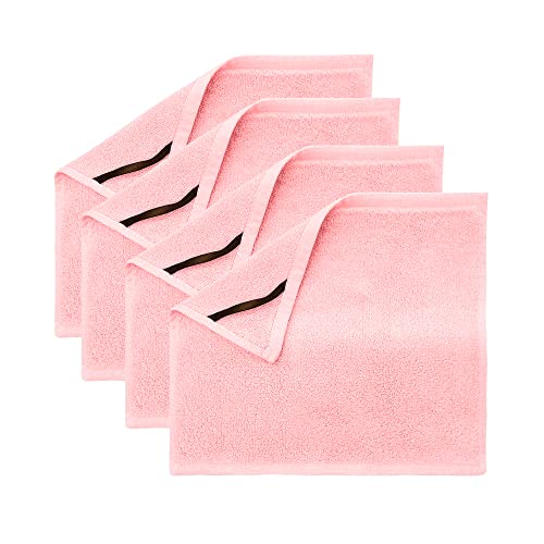 Crafty Cloth Ultra-Soft Viscose Bamboo Washcloth Set (4 Pack) | Reusable Gentle Cleansing Towels | 12×12 Fast-Dry Machine Washable | Luxurious Skin-Friendly Comfort | Pink - color: Pink, size: Plain 4-Piece Set