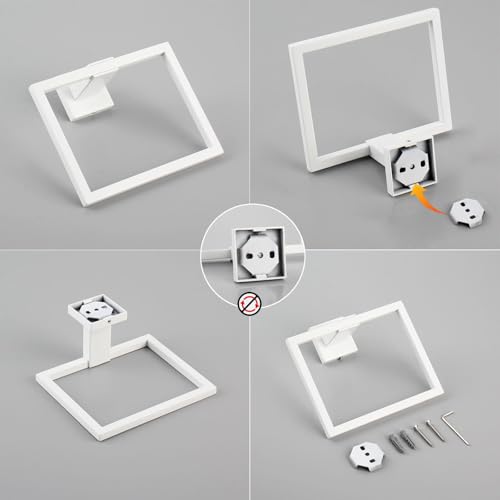GERZWY SUS 304 Stainless Steel Towel Ring for Bath Kitchen Garage Bathroom Hardware Hand Towel Holder Wall Mounted, White - color: White