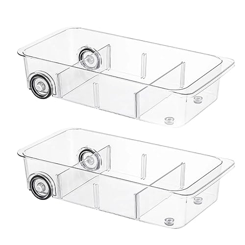 Roll-Out Refrigerator Organizers and Storage, 2 Pack Drawer Fridge Bins | Silicone Wheels, Adjustable Dividers, Thick Clear PET, Built-In Handle, for Fridge, Pantry, Bathroom & Kitchen Organization - size: 2pack