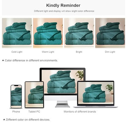 COZYART Bath Towel Set 6 PCS, Luxury 100% Turkish Cotton 650GSM Ultra Soft | Absorbent Quick Dry, OEKO‑Tex 100 Cert. Zero Twist Ring Spun Cotton, Plush Fluffy, Breathable Hotel Quality Bathroom Towels - color: Teal