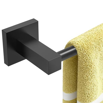 RUACQ Towel Bar 10" Towel Racks for Bathroom Wall Mounted, Matte Black | Hand Towel Holder, Total Length 12 Inch Single Towel Rod, 304 Stainless Steel, Rustproof, Square Base, Heavy Duty, Modern - color: Matte Black, size: 10 inch(Center to Center) Single