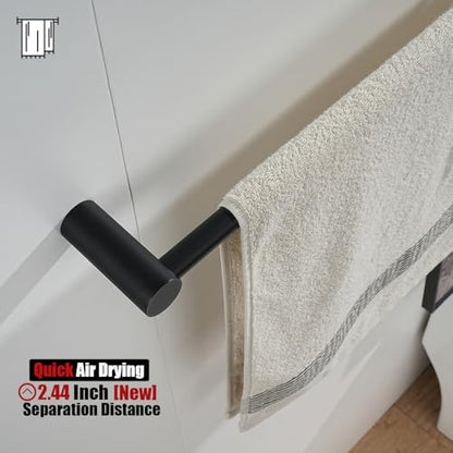 JQK Towel Bar Black, 14.5 Inch 304 Stainless Steel Thicken 0.8mm Towel Rack Bathroom Wall Mount, Useable Length 12 Inch, TB610L12-PB - color: Black, size: 14.5 Inch