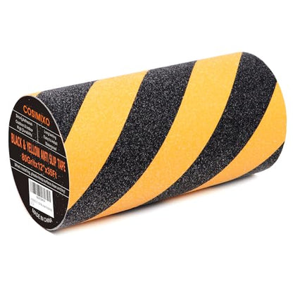 COSIMIXO 12" x 35Ft Black&Yellow Heavy Duty Anti Slip Tape for Stairs Outdoor/Indoor Waterproof Grip Tape Safety Non Skid Roll for Stair Steps Traction Tread Staircases Non Slip Strips - size: 12" x 35Ft Black & Yellow
