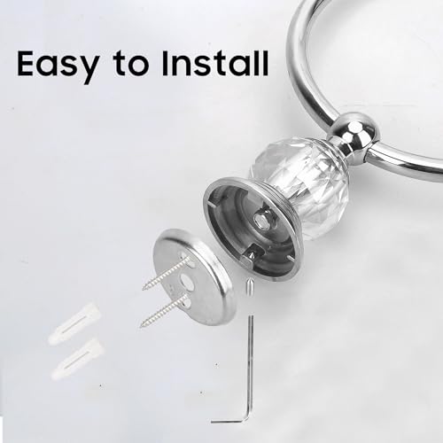 Crystal Chrome Towel Ring, Silver Bathroom Towel Holder Ring, Bathroom Towel Rack Hanger Home Hand Towel Ring Towel Holder for Bathroom Wall Mounted Bathroom Accessory - color: Silver